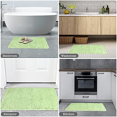 Yeaban Chenille Seafoam Green Bathroom Rug 24"x36", Non-Slip Rubber Backing - Image 6