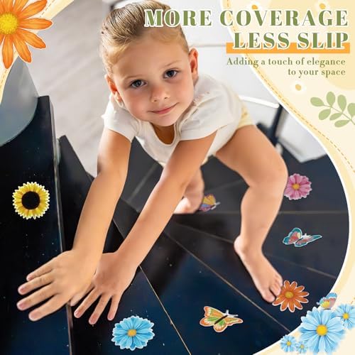 Fullhawl 30 Pcs Butterfly Sun Flower Non Slip Bathtub Stickers 4.72 x 4.72 Inch - Image 6