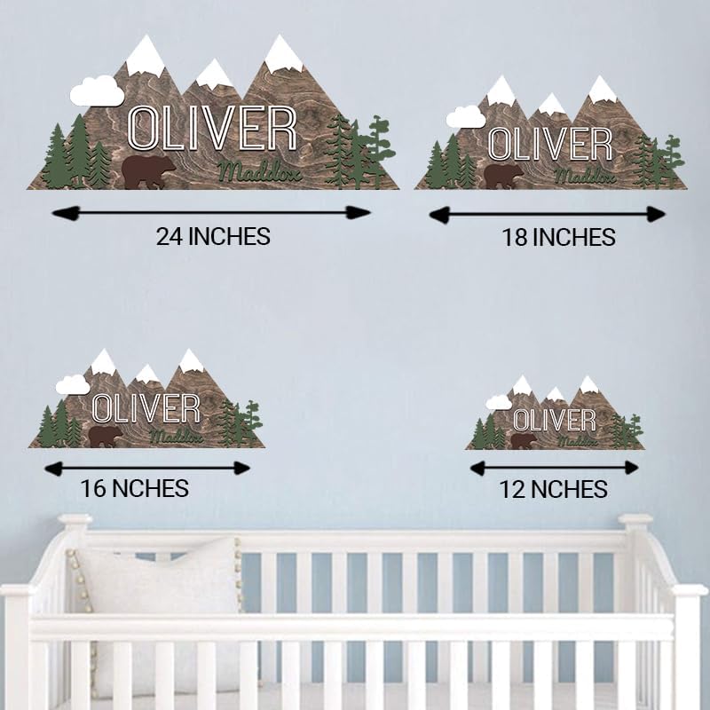 Personalized Name Sign, Mountain nursery decor, Layered Nursery baby name sign - Image 5