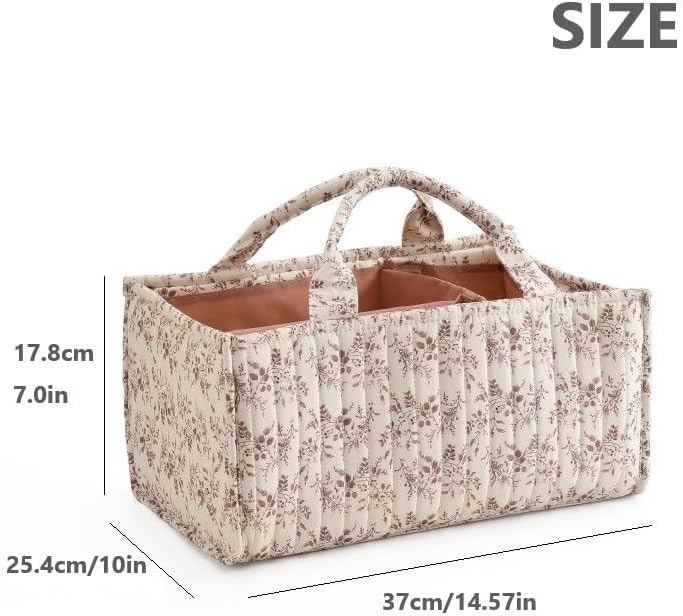 Diaper Caddy Organizer, Cute Floral Nursery Storage Basket, Soft Portable - Image 6