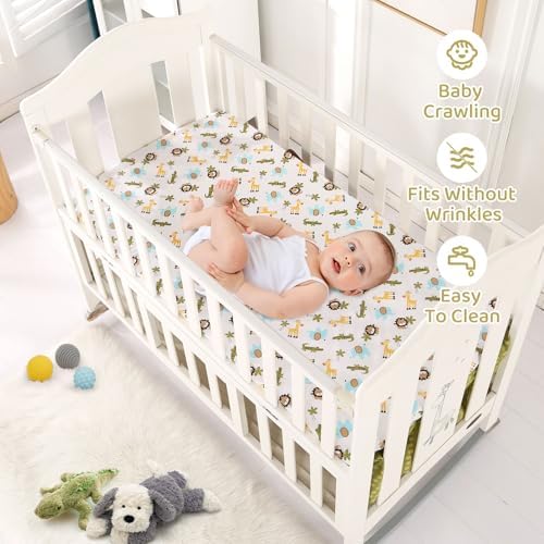 Safari Crib Bedding Set, Mini Crib Bedding Set Boy 3-Piece Mini Crib Comforter - Image 7