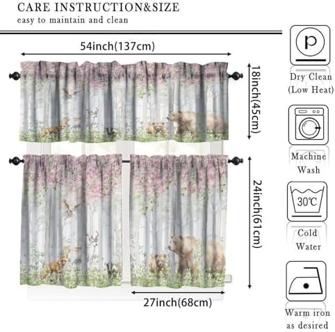 Forest Valance Curtain for Kitchen, Window Treatment Cartoon Nature Forest - Image 5