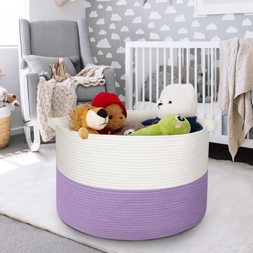 MEGASKET 115L Oversized Purple Basket, 23.6βx15.7 Woven Cotton Rope Baskets - Image 6