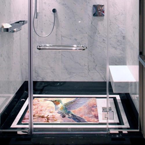 Shower Mat Non Slip, Cherry Blossom Humming Bird Anti Slip Bath Mat - Image 6