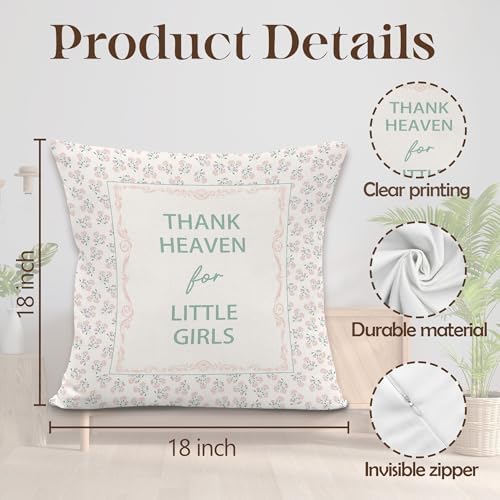 Thank Heaven for Little Girls Throw Pillow Cover 18x18 Inches, Baby Girl - Image 7