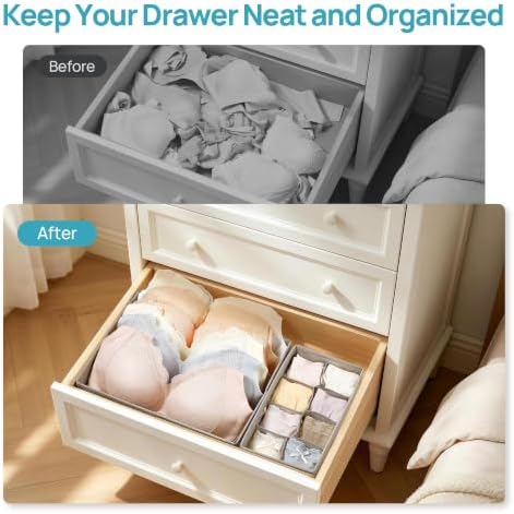Vtopmart M-XL/34D-40D Large Bra Drawer Organizer, 4 Pack Foldable Fabric - Image 6