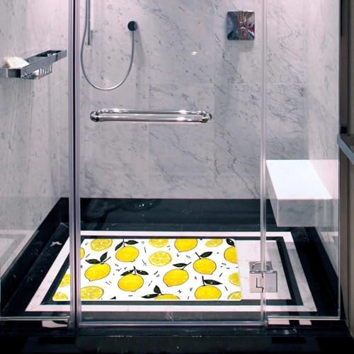 Shower Mat Non Slip 26.8 x 15.1 Inches, Lemon Bathtub Mat Shower Stall Mats - Image 6