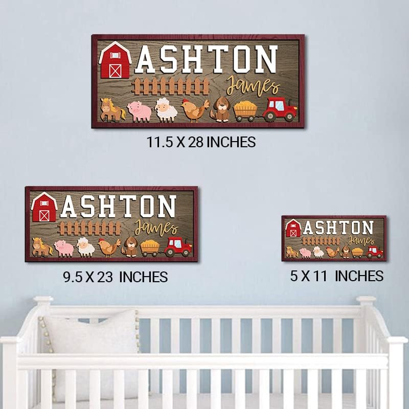 Personalized Farm Animal Nursery Decor, Custom Wooden Baby Name Sign - Image 5