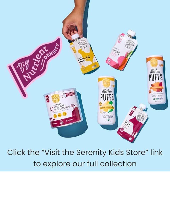 Serenity Kids 6+ Months Veggie Puree Baby Food Pouches - USDA Organic - No Sugary Fruits or Added Sugar - Allergen Free - 3.5 Ounce BPA-Free Packaging - Baby Food Pouch