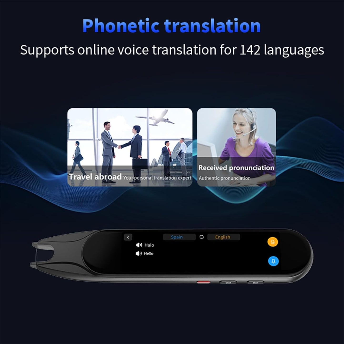 Translation Pen, Reading Pen for Dyslexia, Scanner Text to Speech Device, Scan Reader Pen OCR Digital Pen Reader, Translator Pen for 142+ Language, Wireless Translation Pen Scanner for Students Adults