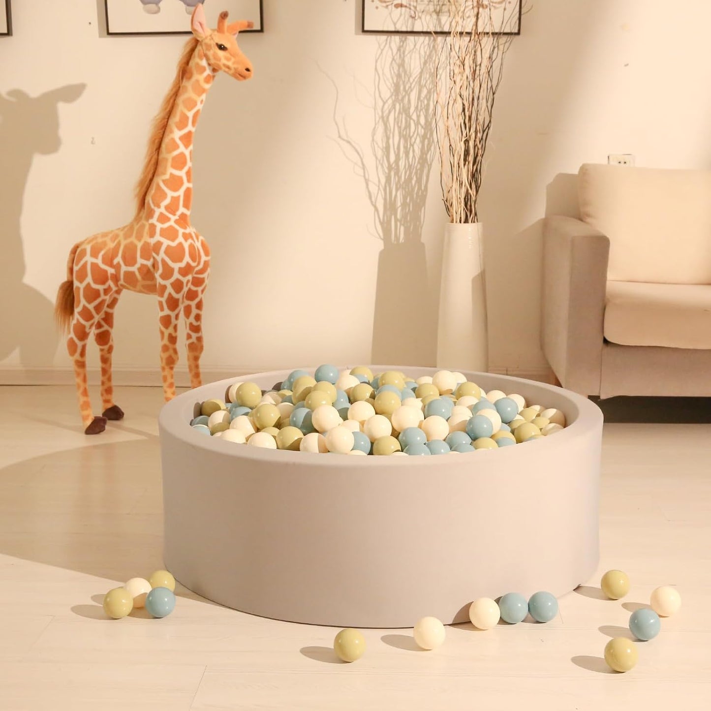 GOGOSO Balls for Ball Pit - Plastic Ball for Toddlers 1-3, Baby Kids Ball Pool Decoration,Creamy Green+Creamy Blue+ Soft White,1000pcs
