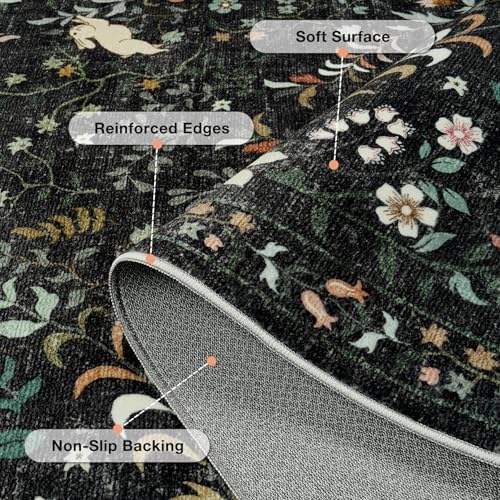 5x7 Area Rugs Boho Floral Washable Living Room Rug Neutral Carpet Nursery - Image 6