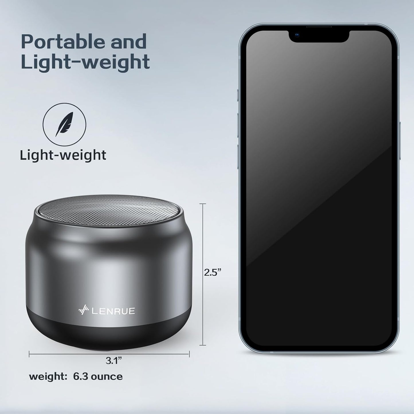 LENRUE Bluetooth Speaker,Small Portable Speakers,Mini Wireless Speaker with 5W Clear Sound,15H Playback Time,Gift for Men/Women/Kids/Boys/Girls,Home and Outdoor Activities (Gray)