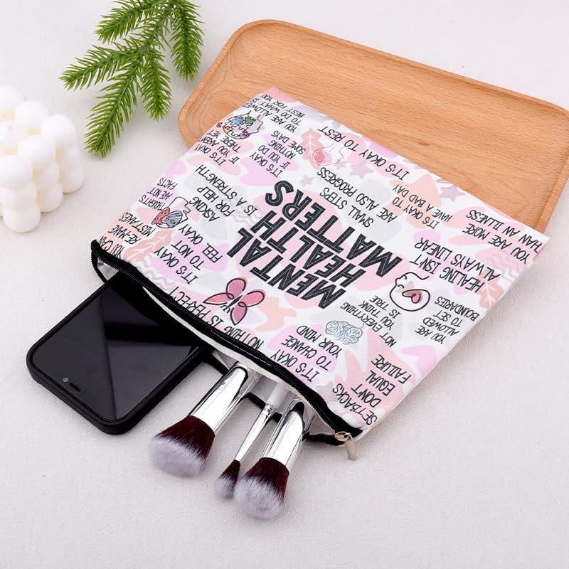 Positive Mental Health Makeup Bags Inspirational Encouragement Travel Cosmetic - Image 7