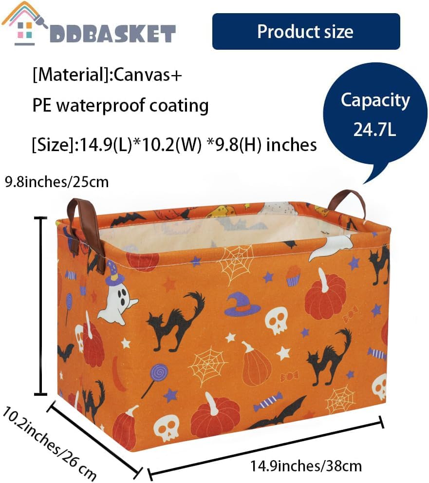 Halloween Basket Pumpkin Baskets Trick or Treat Basket Rectangular Storage Bin - Image 7