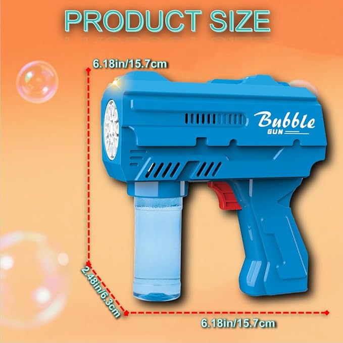 2 Pack Kids Bubble Gun,Automatic Light Up Bubble Machine with 2 Bottles Refill Solution,Bubble Guns Blaster for Toddlers,Outdoor Bubble Blowing Toys, Easter Basket Essentials,Party,Birthday Gifts