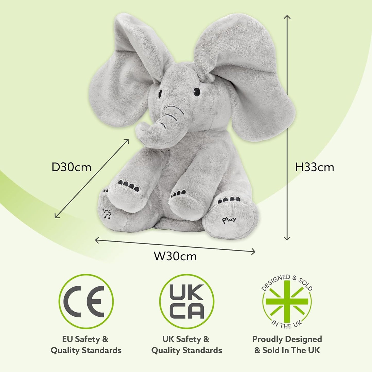 Tippi Peek a Boo Elephant Toy - Interactive Singing Elephant Teddy with Flapping Ears - for Newborn Baby Boys or Girls - Peekaboo Soft Toy for Babies 0-12 Months +