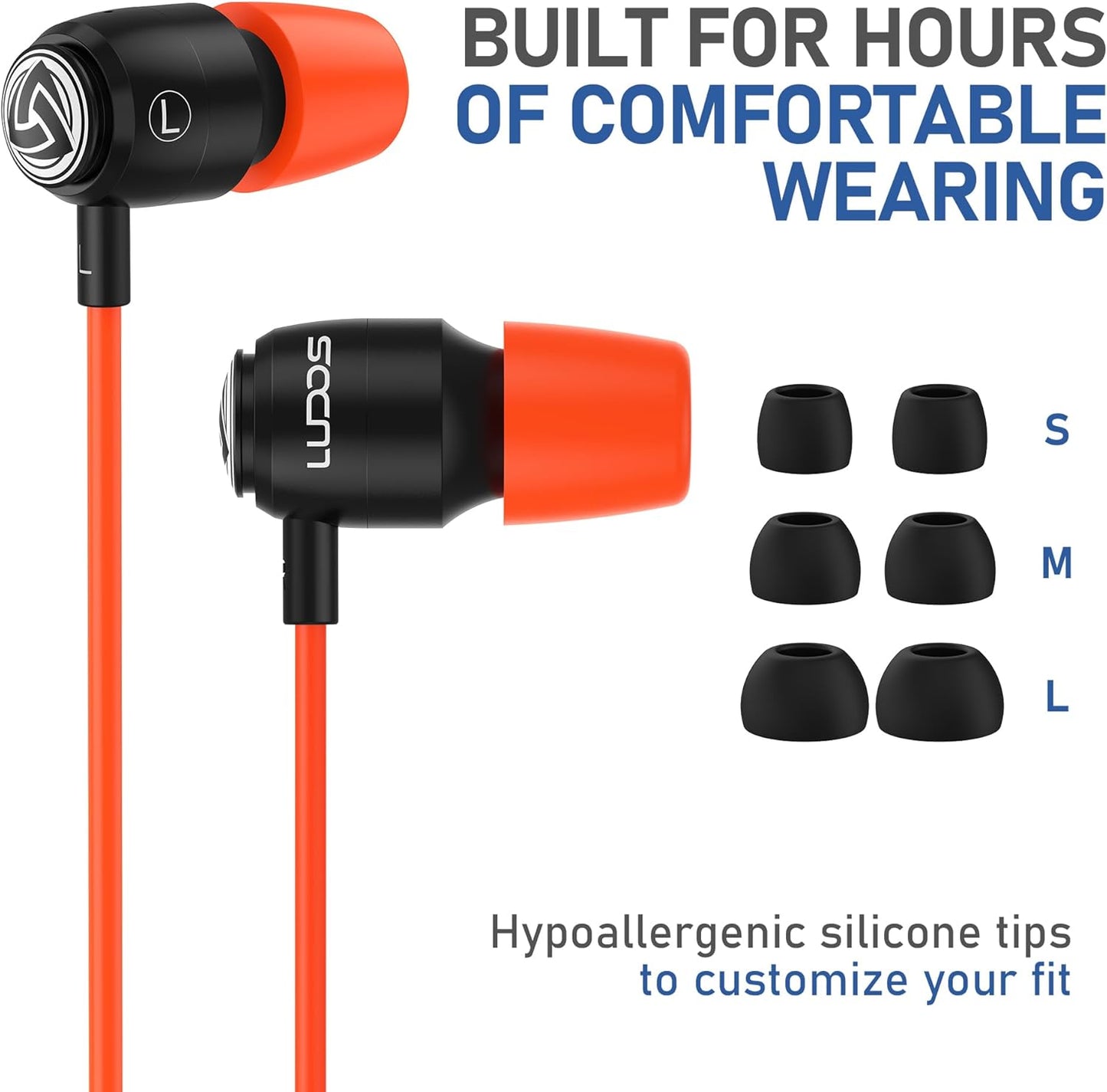 LUDOS Clamor USB C Headphones for iPhone 16 15 Pro Max Plus iPad Pro, 5 Years Warranty, USB-C Earbuds for Samsung Galaxy S24 S23 Ultra S22 S21 FE S20 A55 A54 A53, USB Type C Earphones - Coral