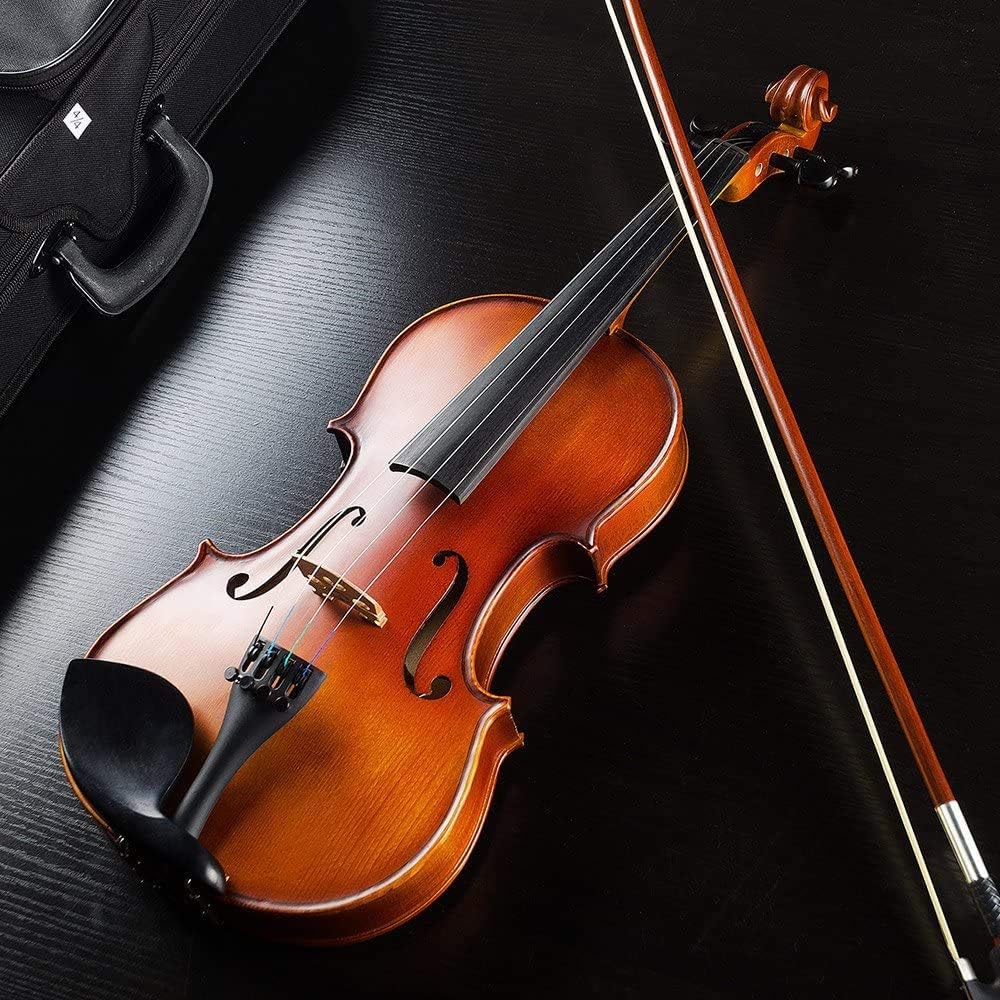 Vangoa 4/4 Violin Full Size Set Spruce Acoustic Violin Fiddle Beginner Kit for Adults Students Kids Teens with Hard Case, Rosin, Shoulder Rest, Bow, Strings, Note Stickers, Mute, Manual, Natural