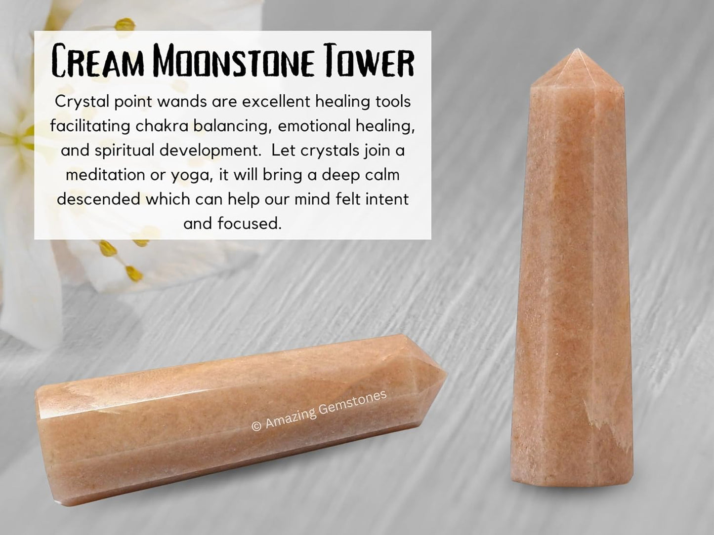 Amazing Gemstone Cream Moonstone Crystal Towers ~ Natural Healing Crystal Point Obelisk for Reiki Healing and Crystal Grid (2 to 3 INCH)