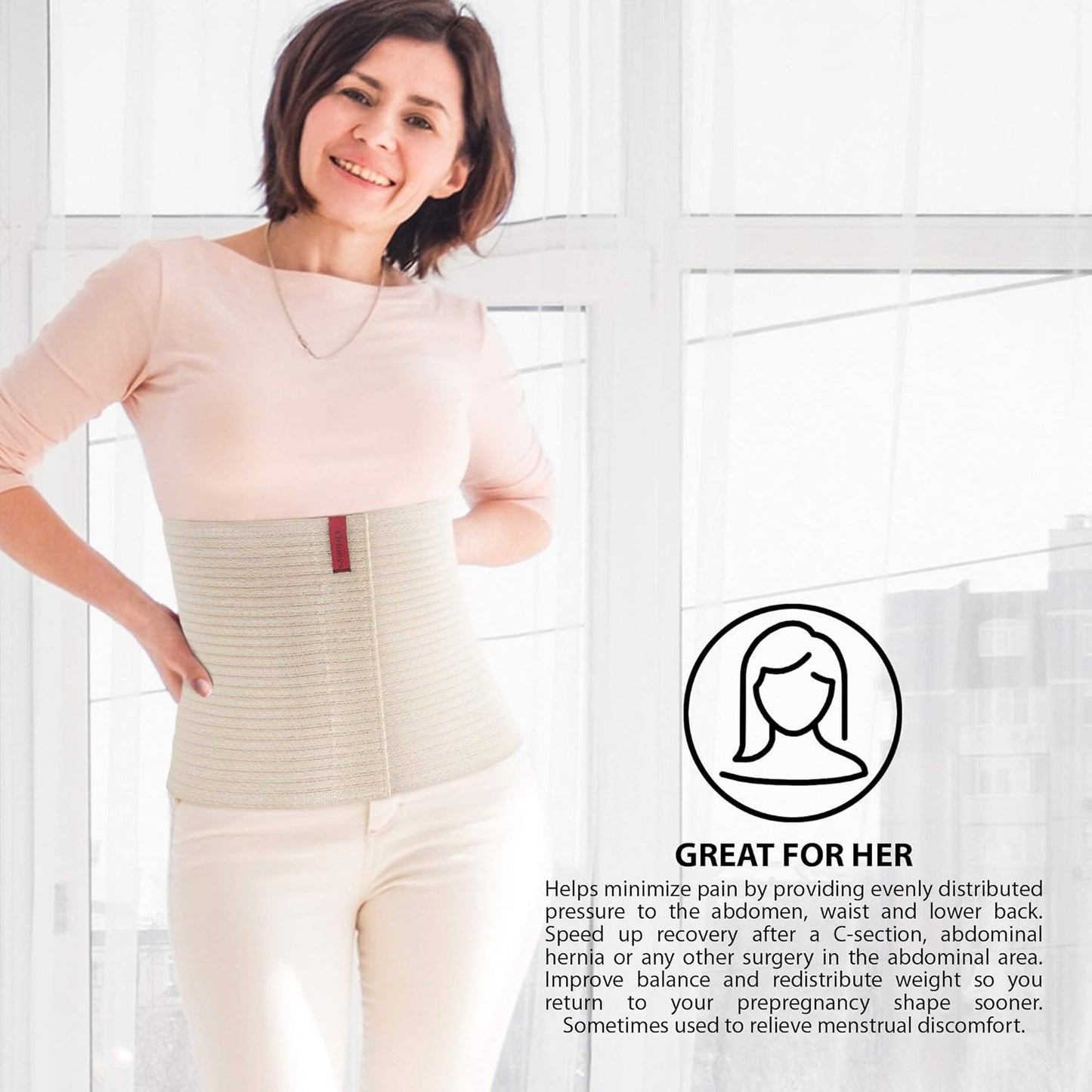 ORTONYX 10.25" Abdominal Binder for Men and Women/Postpartum Post-operative Post-surgery Wrap/Abdomen Navel Umbilical Hernia Support Belt / 524010 Beige 3XL Plus Size