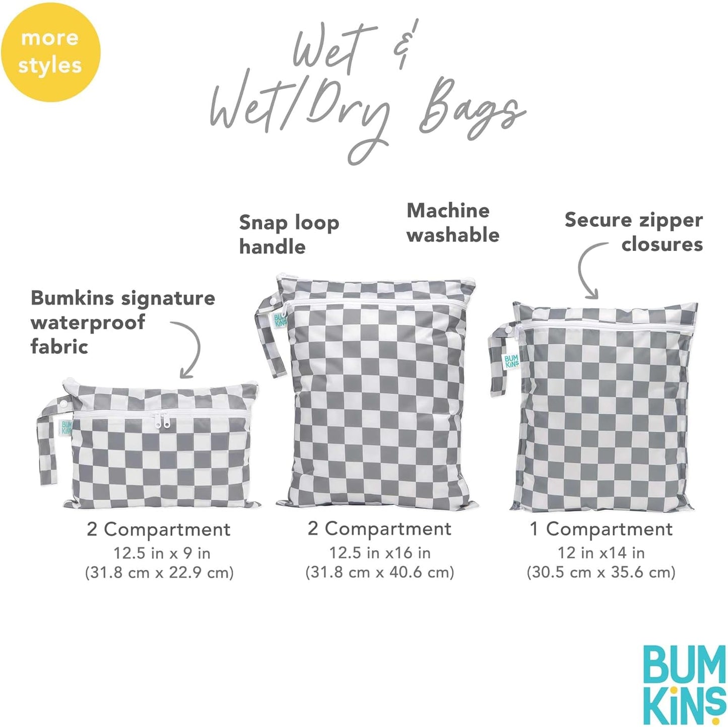 Bumkins - Waterproof Wet Bag - For Baby, Travel, Swim Suit, Cloth Diapers, Pump Parts, Pool, Gym, Toiletry, Strap to Stroller - Reusable & Easy to Clean - 2pk - Hearts & XOXO