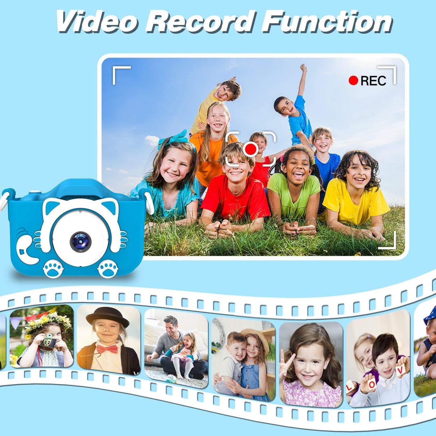 Goopow Kids Camera Toys for 3-8 Year Old Girls Boys,Children Digital Video Camcorder Camera with Cartoon Soft Cover, Best Chritmas Birthday Festival Gift for Kids - 32G SD Card Included