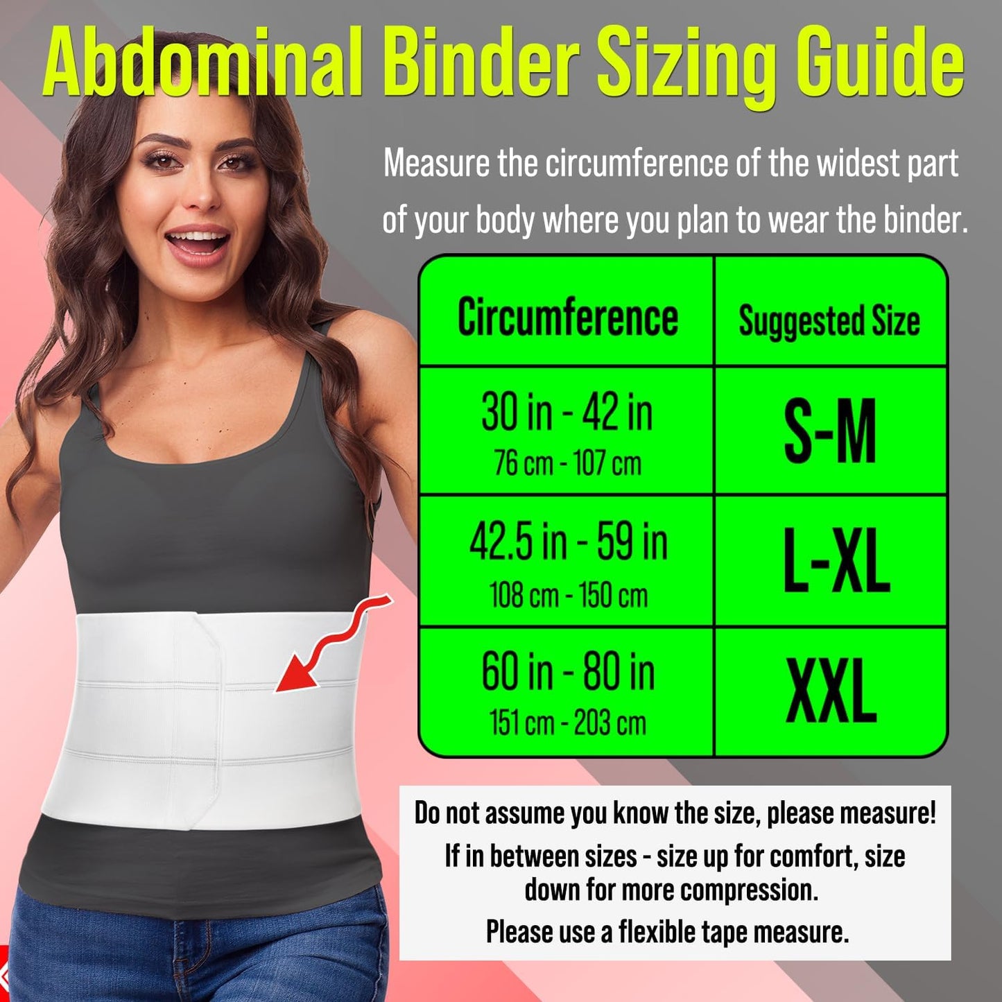 Abdominal Binder for Post Surgery Recovery, 9" 3 Panel Postpartum Belly, Compression Wrap Support Belt for Hernia, C-Section