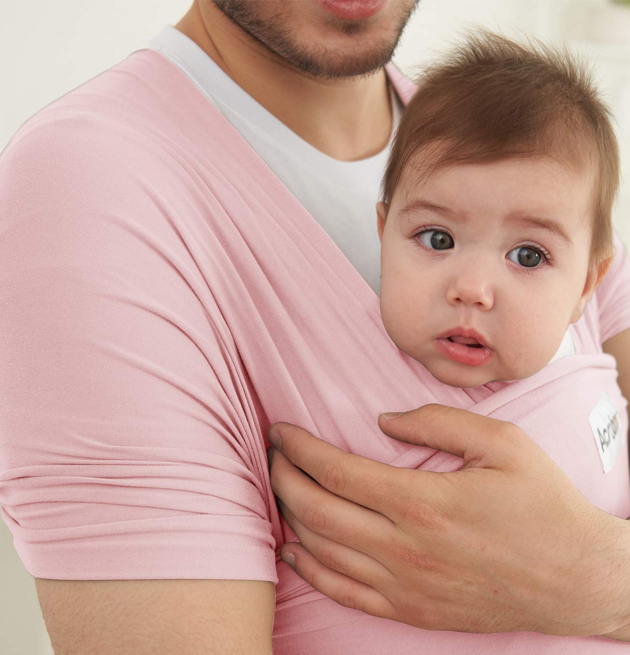 Acrabros Baby Wrap Carrier,Hands Free Baby Carrier Sling,Lightweight,Breathable,Softness,Perfect for Newborn Infants and Babies Shower Gift,Pink