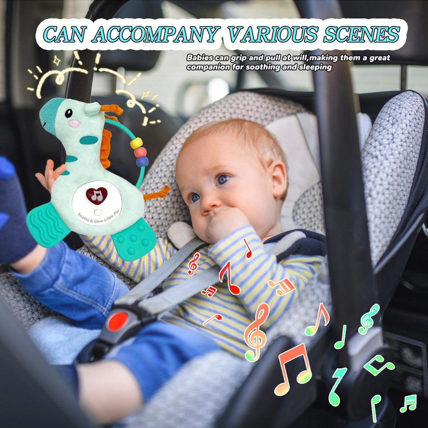 Baby Musical Activity Soft Toys with Sound & Light, Sensory Toys for Infant Developmental with Teether, Rattle and Textures, Soft Plush Toy for Newborn Gift 6 to 12 Months (Giraffe)