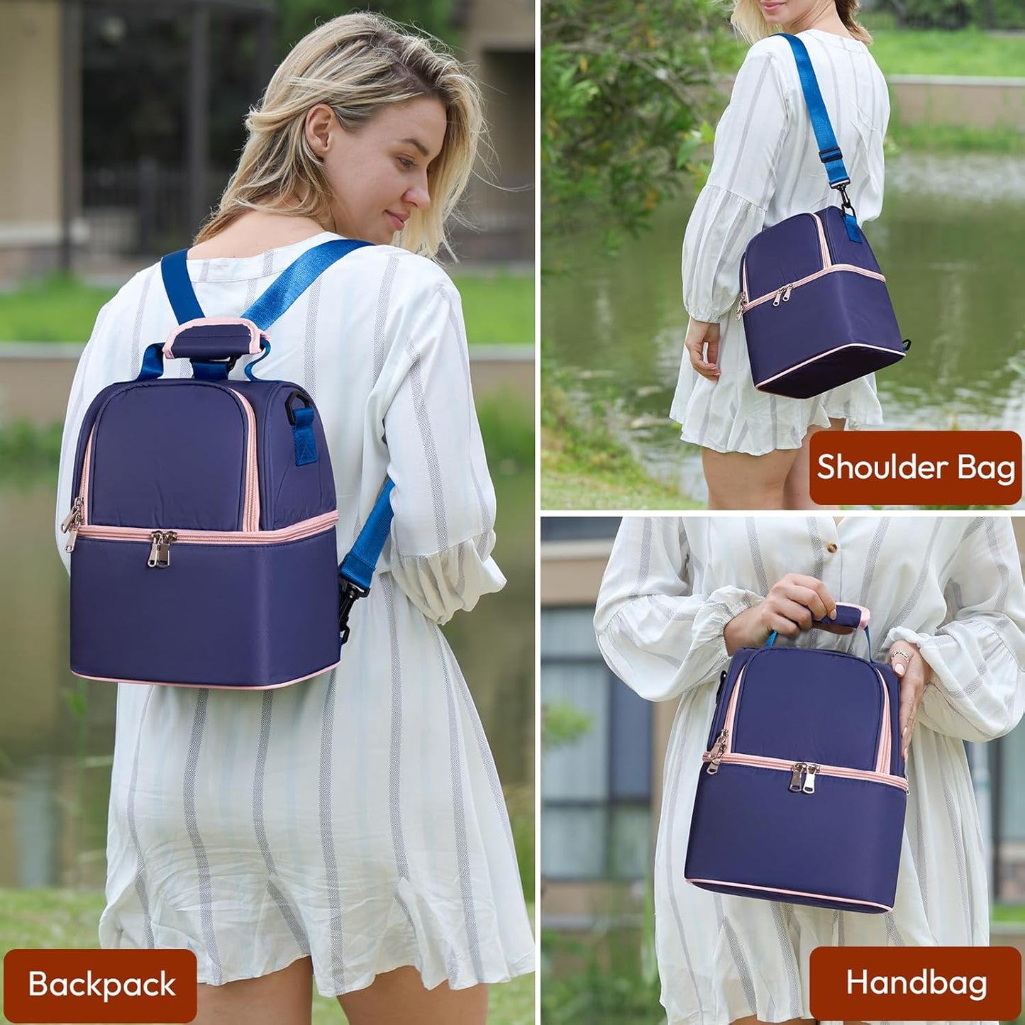 NCVI Breastmilk Cooler Bag with 2 Ice Pack, Breast Pump Bag with Cooler Fits 6 Bottles, Double Layer Breast Milk Baby Bottle Cooler Bag, for Travel, Nursing Mom Daycare, Work, Picnic (Purple)