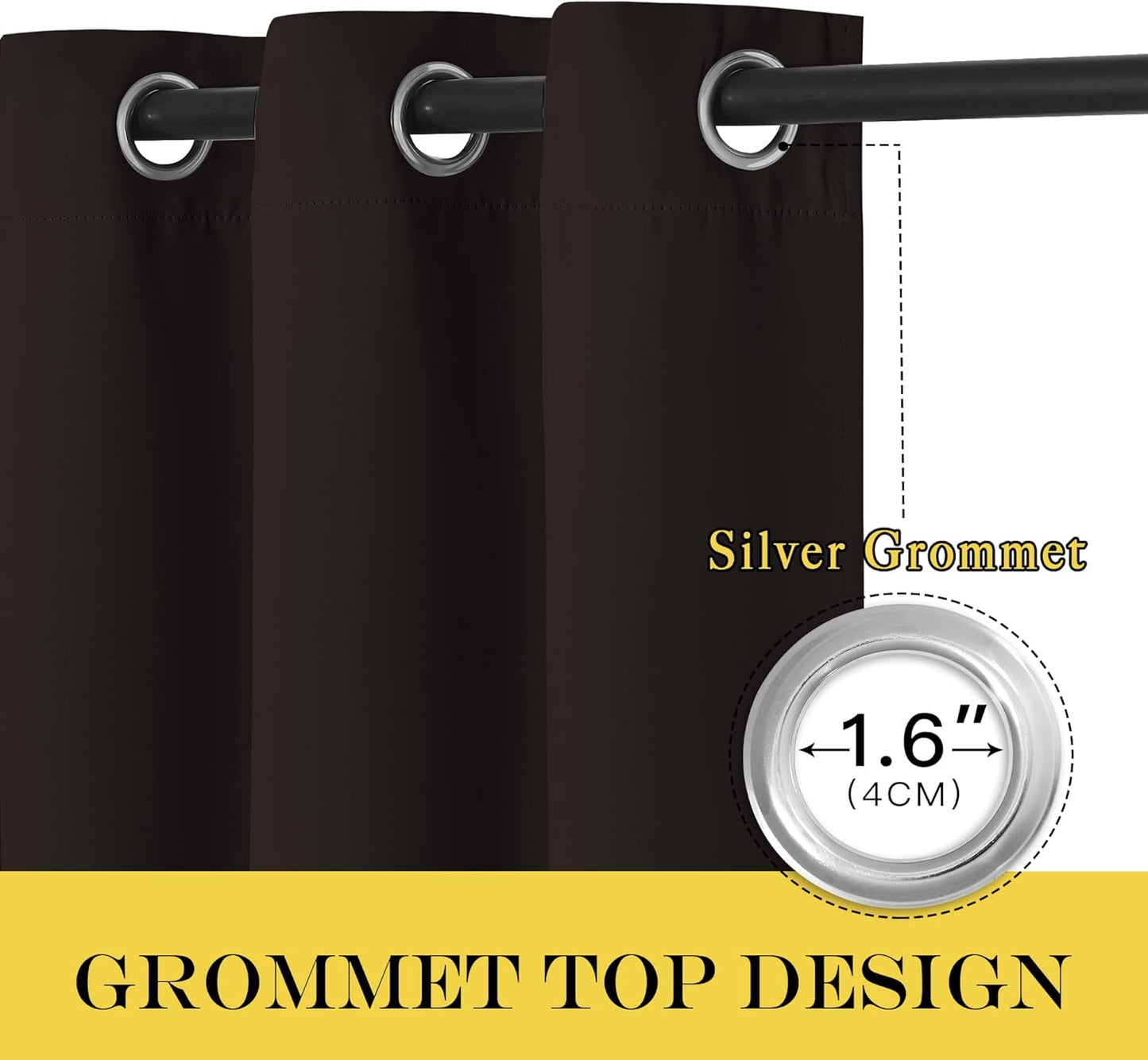 NICETOWN Patio Blackout Curtain Panels - Thermal Insulated Grommet Blackout Drapes Light Blinds Room Darkening Window Treatments for Villa/Cottage (2 Panels, W80 x L95, Toffee Brown)