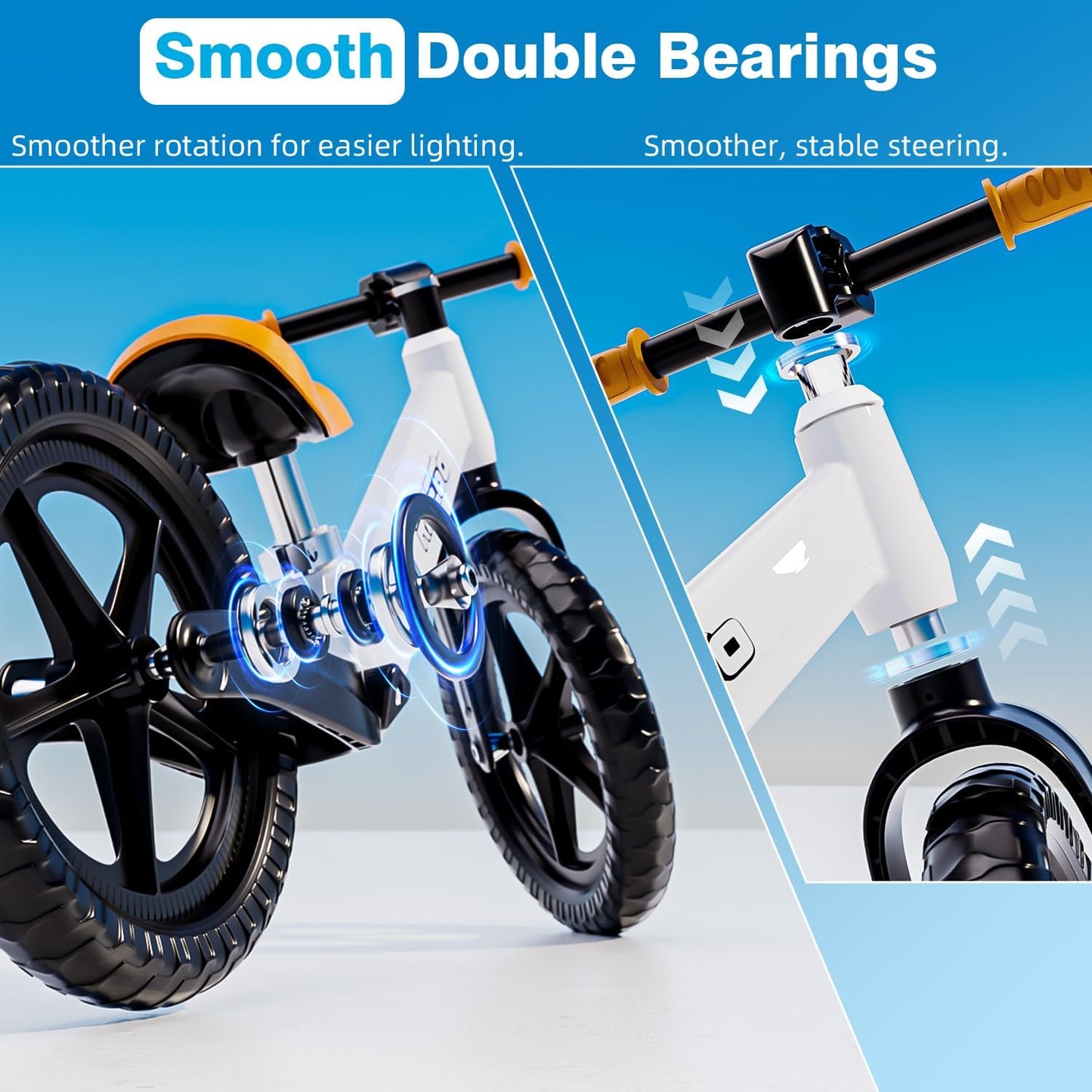 Ridego 12 or 14 Inch Balance Bike for Kids 2-6 Year Old,Lightweight Kids Bike with Adjustable Seat, Push Bicycle with Air Rubber Tires,Ride-on Toys Birthday Gift