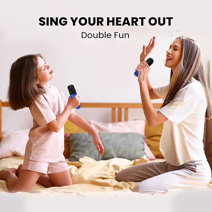 IROO Mini Karaoke Machine for Kids, 2025 TOP Toys Birthday Gifts Ideas for Girls Ages 4, 5, 6, 7, 8, 9, 10, 12+ Years Old, Portable Bluetooth Speaker with 2 Wireless Mics for Party Toddlers