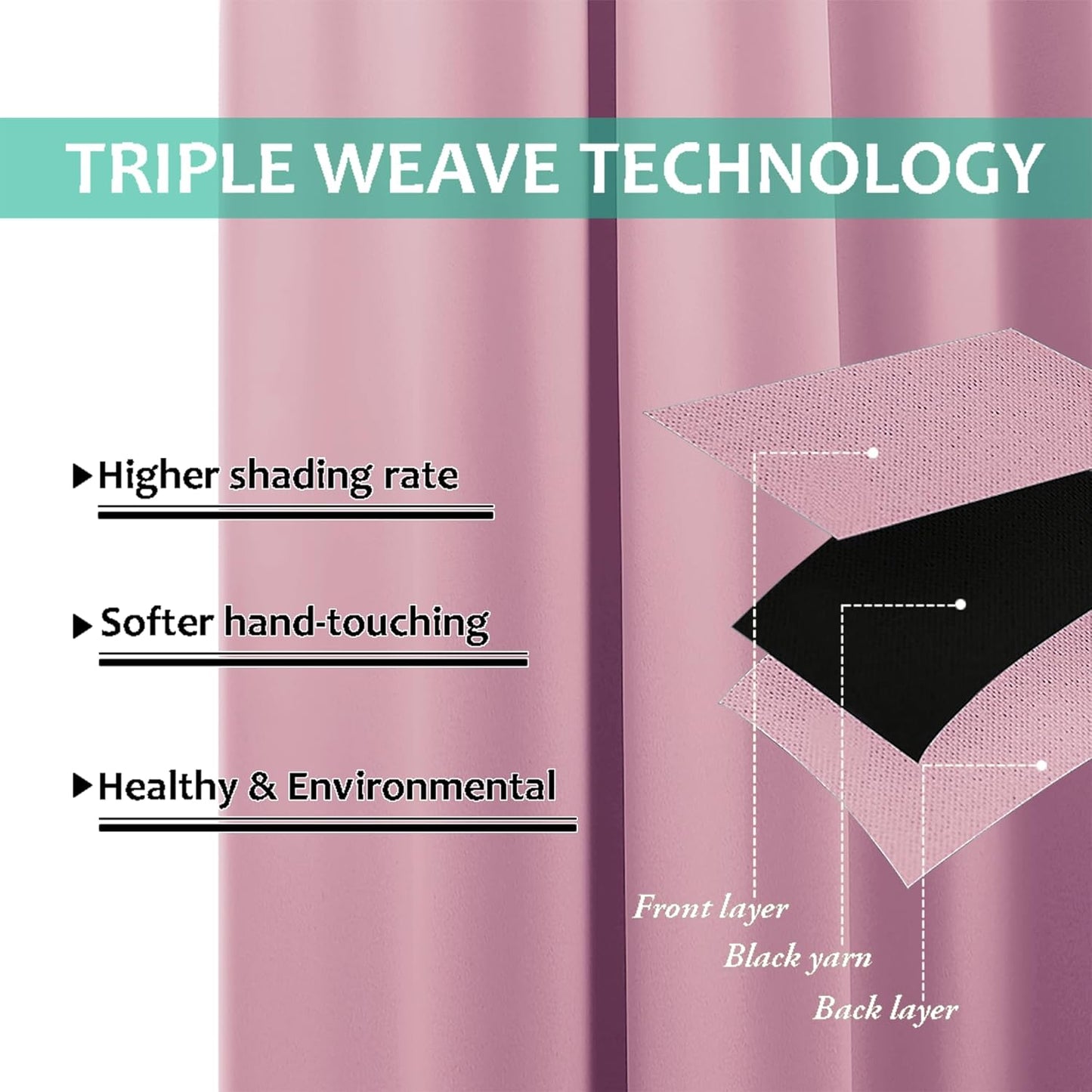 NICETOWN Crystal Pink Full Shade Curtain Panels, Pair of Energy Smart & Noise Blocking Out Blackout Drapes for Dining Room Window, Thermal Insulated Guest Room Lined Window Dressing(62 x 84 inch)