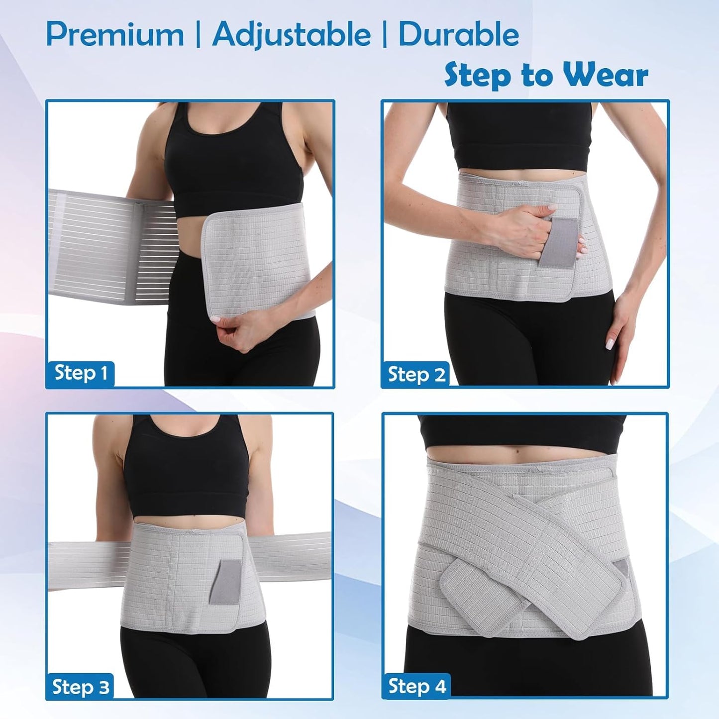 Paskyee Postpartum Belly Band, Abdominal Binder Post Surgery Belly Wrap, C Section Recovery Must Haves, Girdle for Postnatal Care, Waist/Pelvis Belt for Back Pain Relief Grey L/XL