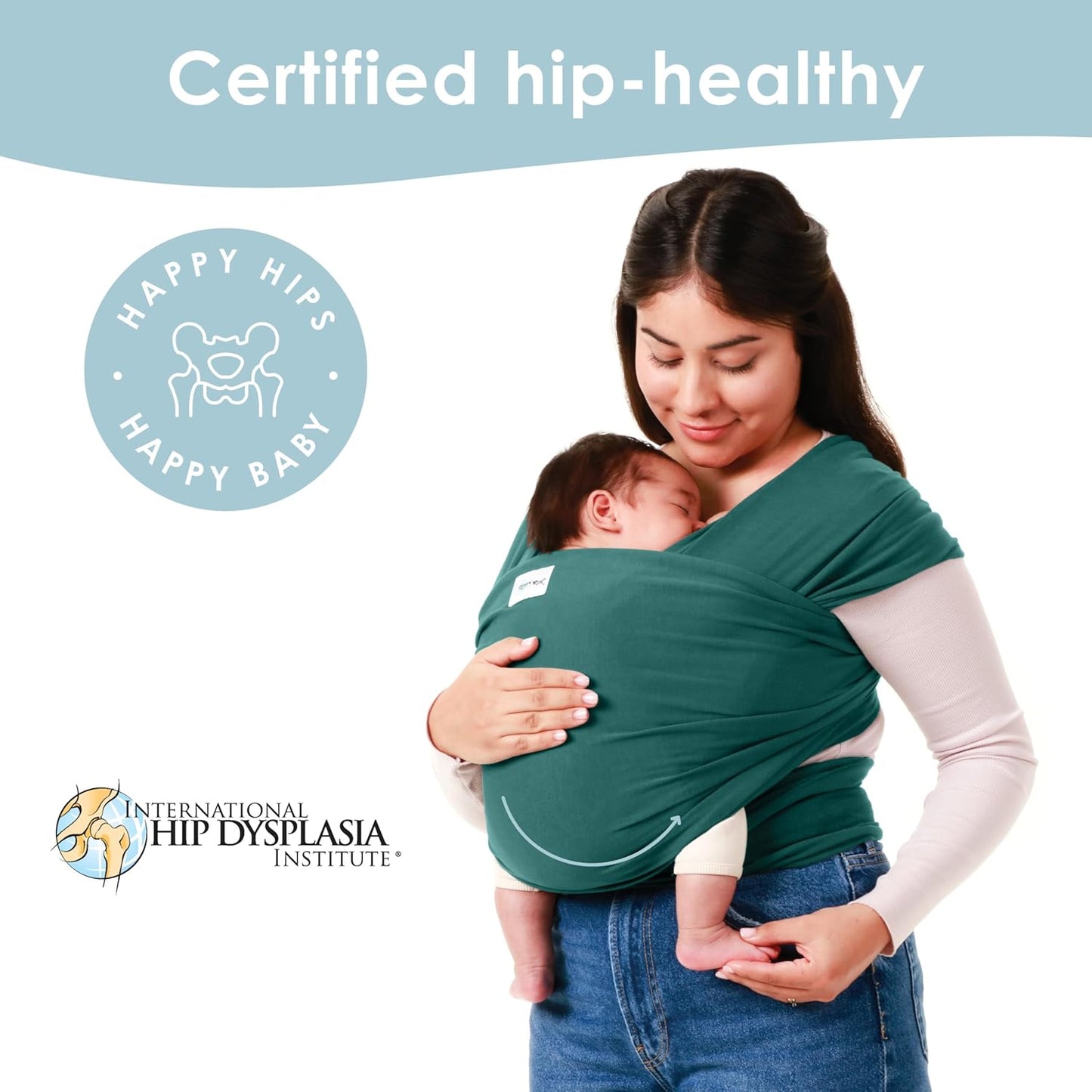 Sleepy Wrap Stretchy Ergonomic Baby Carrier Sling for Newborns to Toddlers - Hands-Free Lightweight Baby Wrap 7-35 lbs (Dark Green)