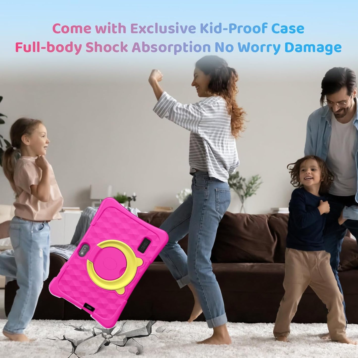 Kids Tablet, 7 inch Android 15 Tablet for Kids, 8GB+32GB 1TB Expand, Quad-Core Toddler Tablets with Shockproof Case, BT5.0, WiFi 5, Parental Control, Games, Dual Camera (Rose)