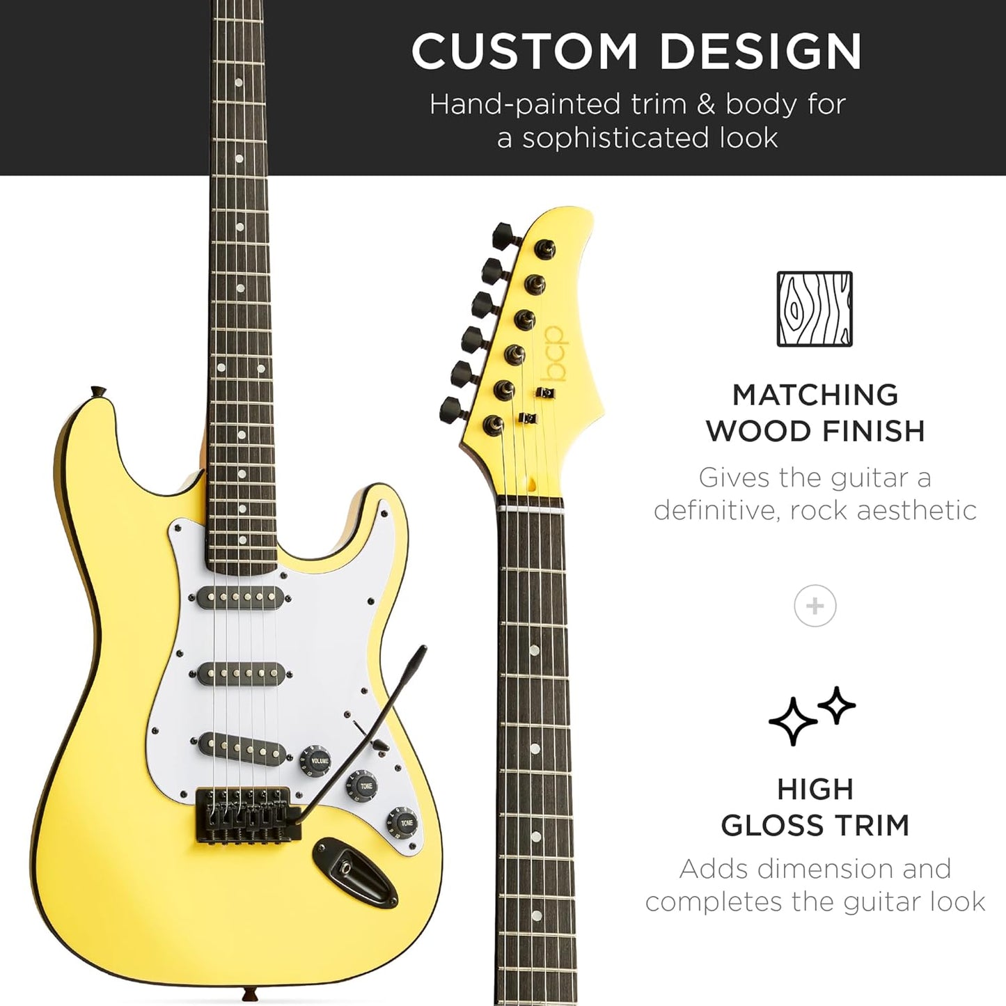 Best Choice Products 39in Full Size Beginner Electric Guitar Starter Kit w/Case, Strap, 10W Amp, Strings, Pick, Tremolo Bar - Yellow
