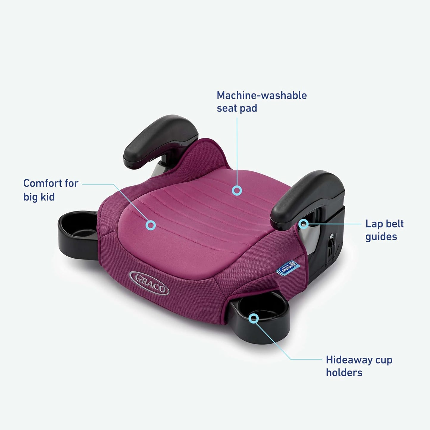 Graco TurboBooster 2.0 Backless Booster Car Seat, Trisha, Easy to Clean with Halfway Cup Holders