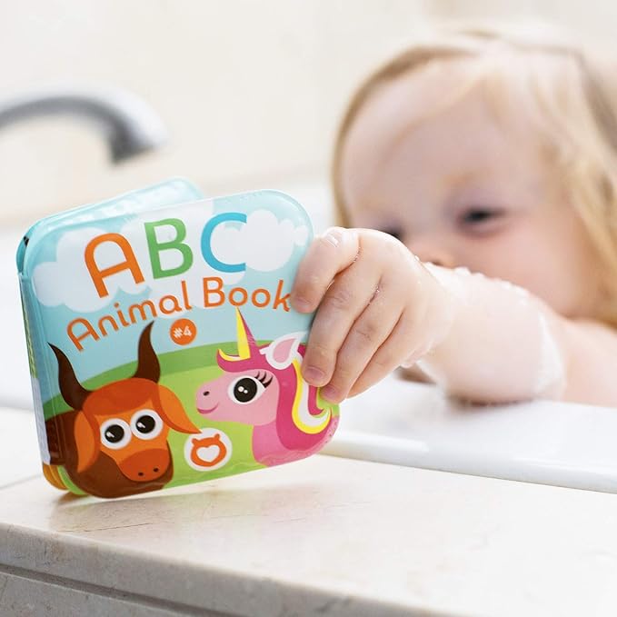Super Bath Book Set of 12 (Fruits, Ocean Friends, ABC, Numbers Books; Color Recognition Bath Books Including Yellow, Green, Red and Blue Color Topics, ABC Animal Bath Books.