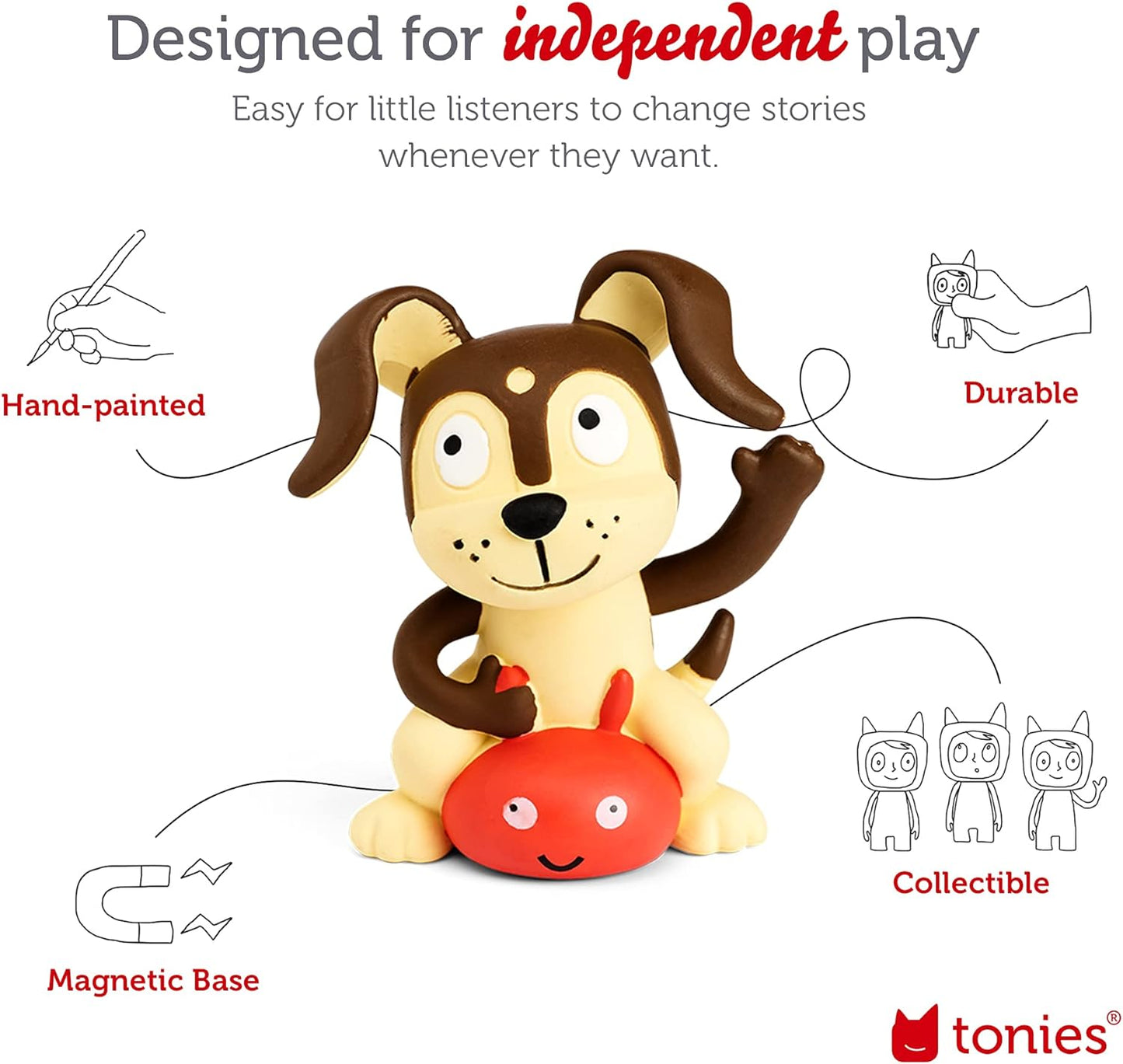 Tonies Toniebox Audio Player Starter Set with Spidey, Ghost-Spider, Spin, Black Panther, and Playtime Puppy - Ages 3+, Listen, Learn, and Play with One Huggable Little Box - Red