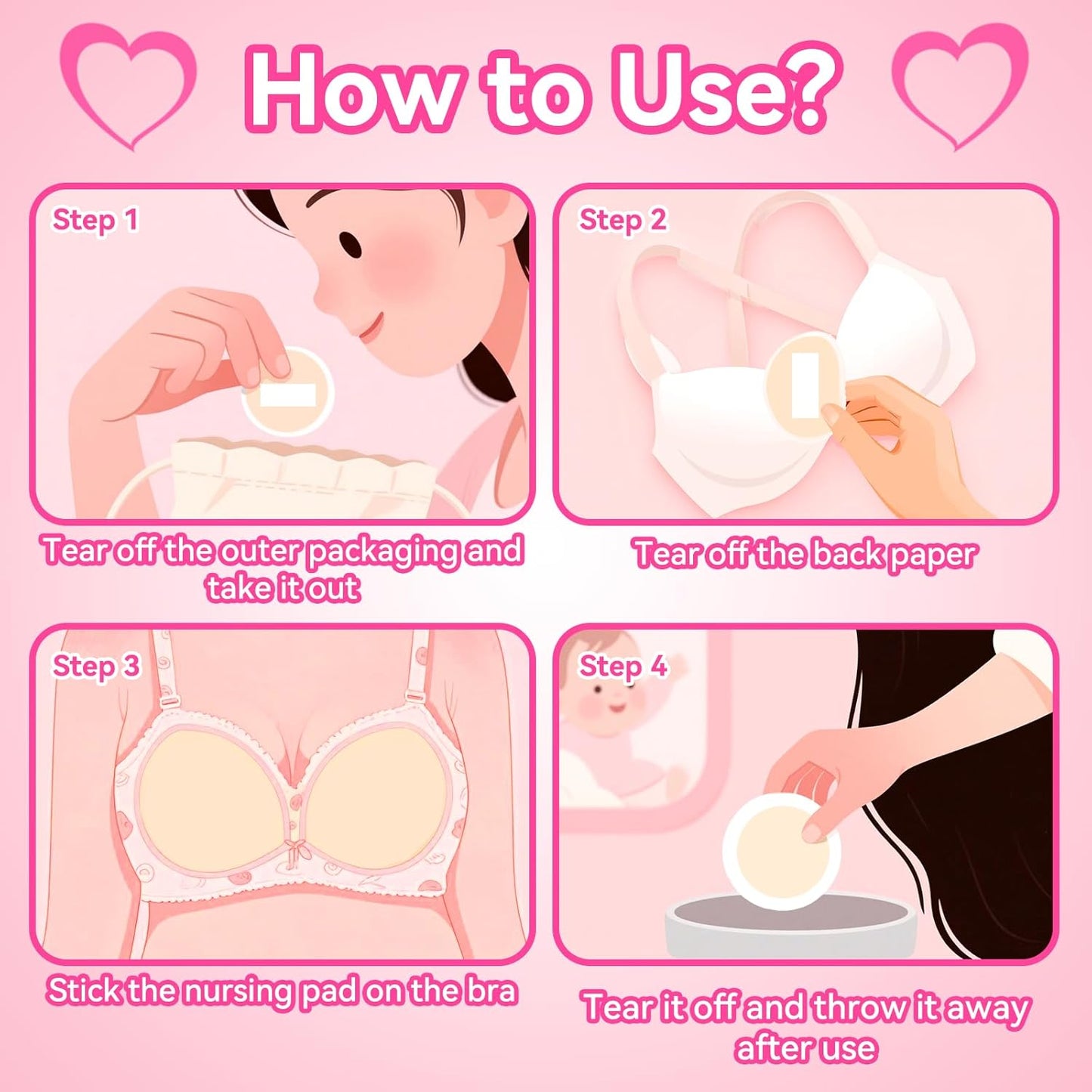 Nursing Pads Disposable, 100 Count Super Absorbent and Keep Dry Breast Pads for Leaking Milk Breastfeeding Moms Essentials