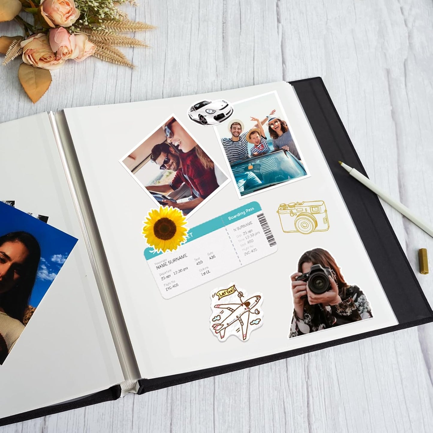 Vienrose Photo Album Self Adhesive for 2x3 4x6 5x7 8x10 Pictures DIY Scrapbook 40 Blank Pages Linen Cover Memory Book for Wedding, Baby Growth, Travel, Blue