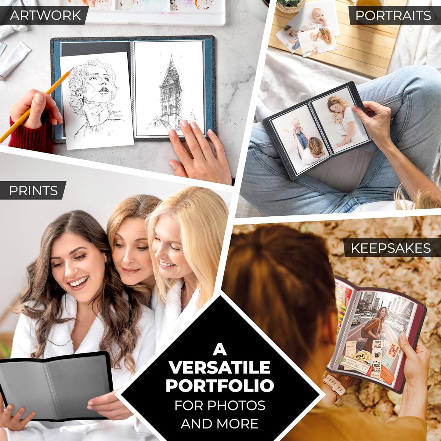 Dunwell Small Photo Album 5x7 (2-Pack, Ruby), Black Mounting Paper, 5 x 7 Photo & Art Portfolio Presentation Book, 24 Sleeves Display 48 Pages, Professional Picture Book for 5x7 Artwork, Postcards