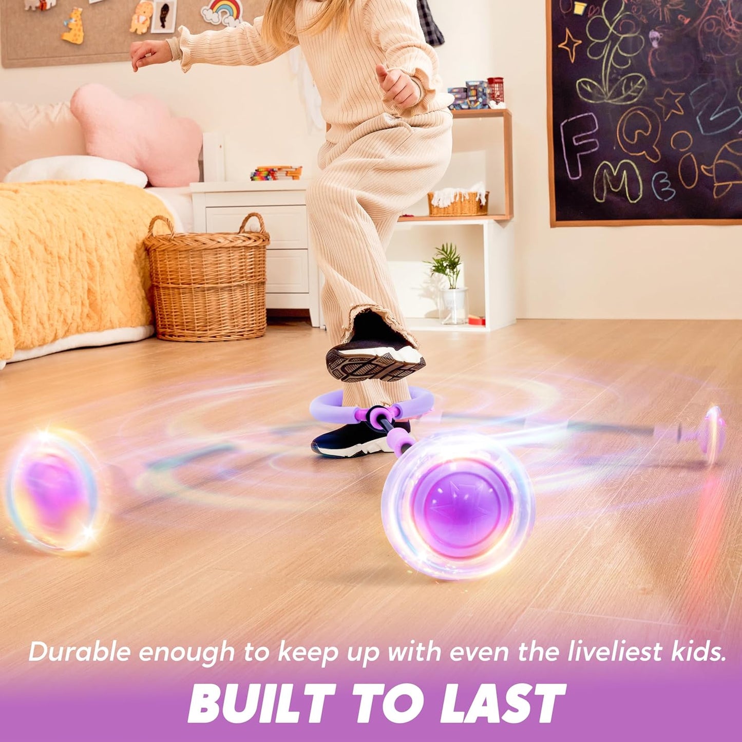 JOYIN Purple Ankle Skip Ball with Flashing Lights, Toy for Kids Indoor & Outdoor, Flashing Swing Ball Foldable Sports Toy, Birthday Gifts for Kids 3 4 5 +