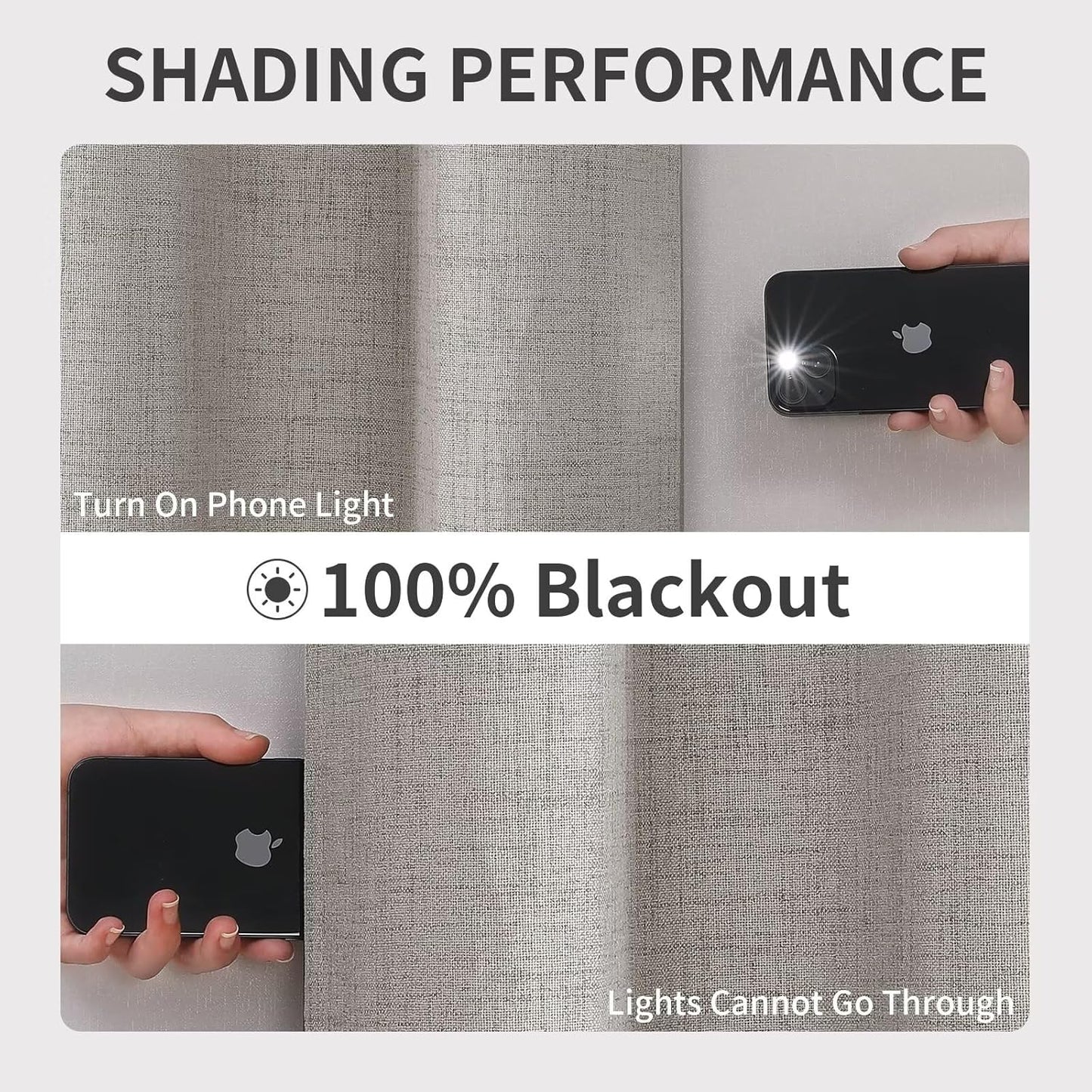 Joydeco Greyish White Blackout Curtains 120 Inches Long, Extra Long Curtains 120 Inch Length 1 Panel for Bedroom, Thermal Insulated Linen Black Out Curtains with Grommets(100x120, Greyish White)