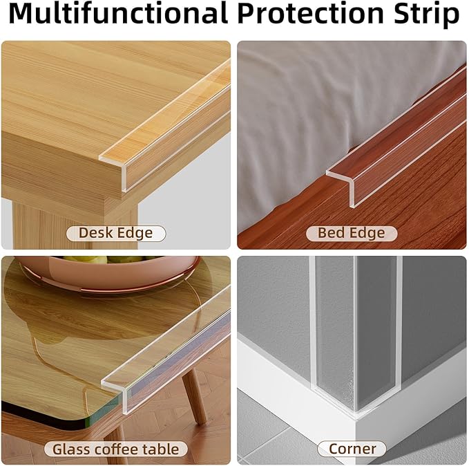 2Pack Clear Edge Protector,Safe Corner Protector, Anti-Sharp Edge Protector, for Furniture, Drawers, Tables, Cabinets 1.57inX3.28FT