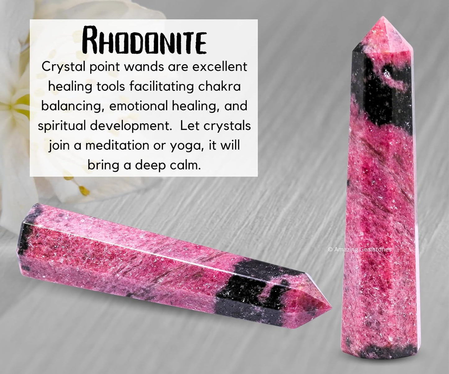 Amazing Gemstone Rhodonite Crystal Towers - Natural Healing Crystal Point Obelisk for Reiki Healing and Crystal Grid (3 Inch)
