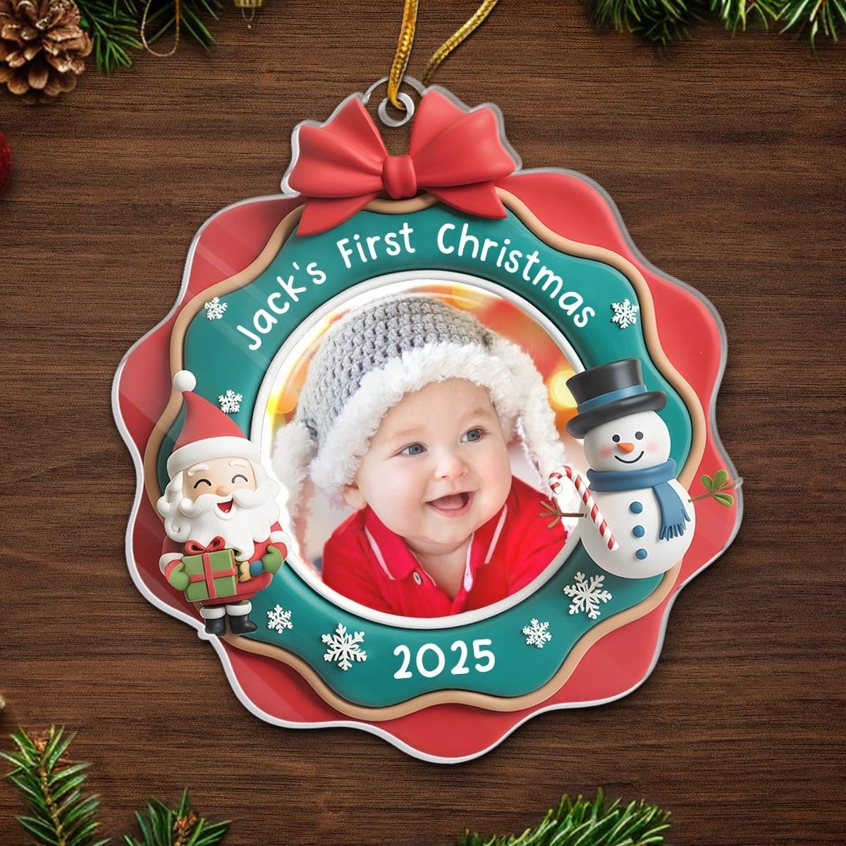Pawfect House Custom Photo Acrylic Ornament, Personalized Christmas Baby Shower, Gender Reveal Gifts For New Moms, New Dads, New Parents, Christmas Tree Decorations For New Parents, House Warming Gift
